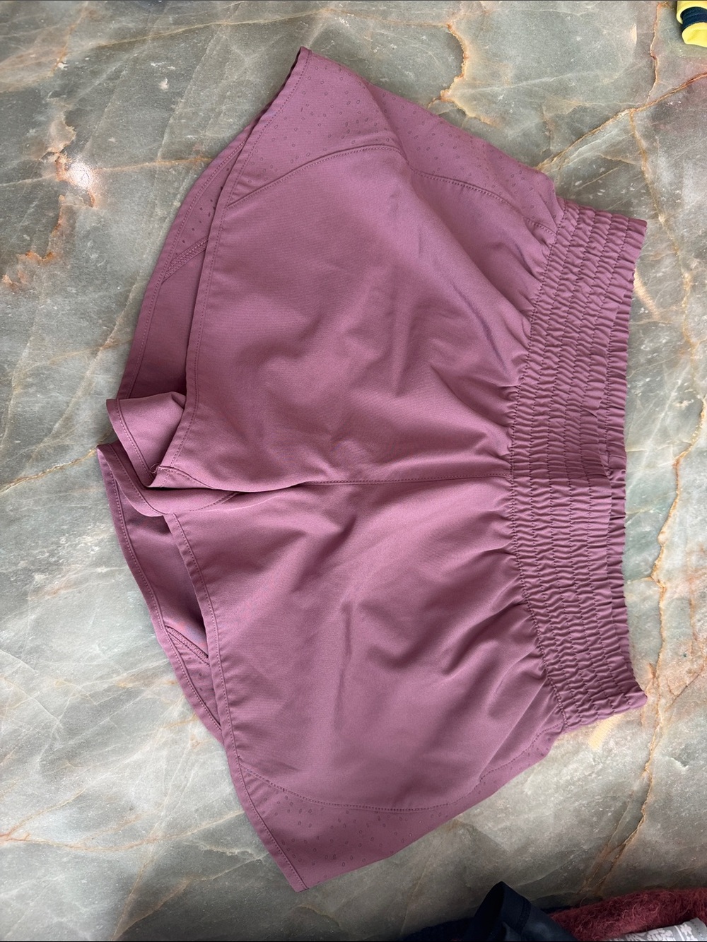 MPG Women's Plum Athletic Shorts with Smocked Waist